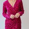 Sequin Surplice Long Sleeve Mini Dress