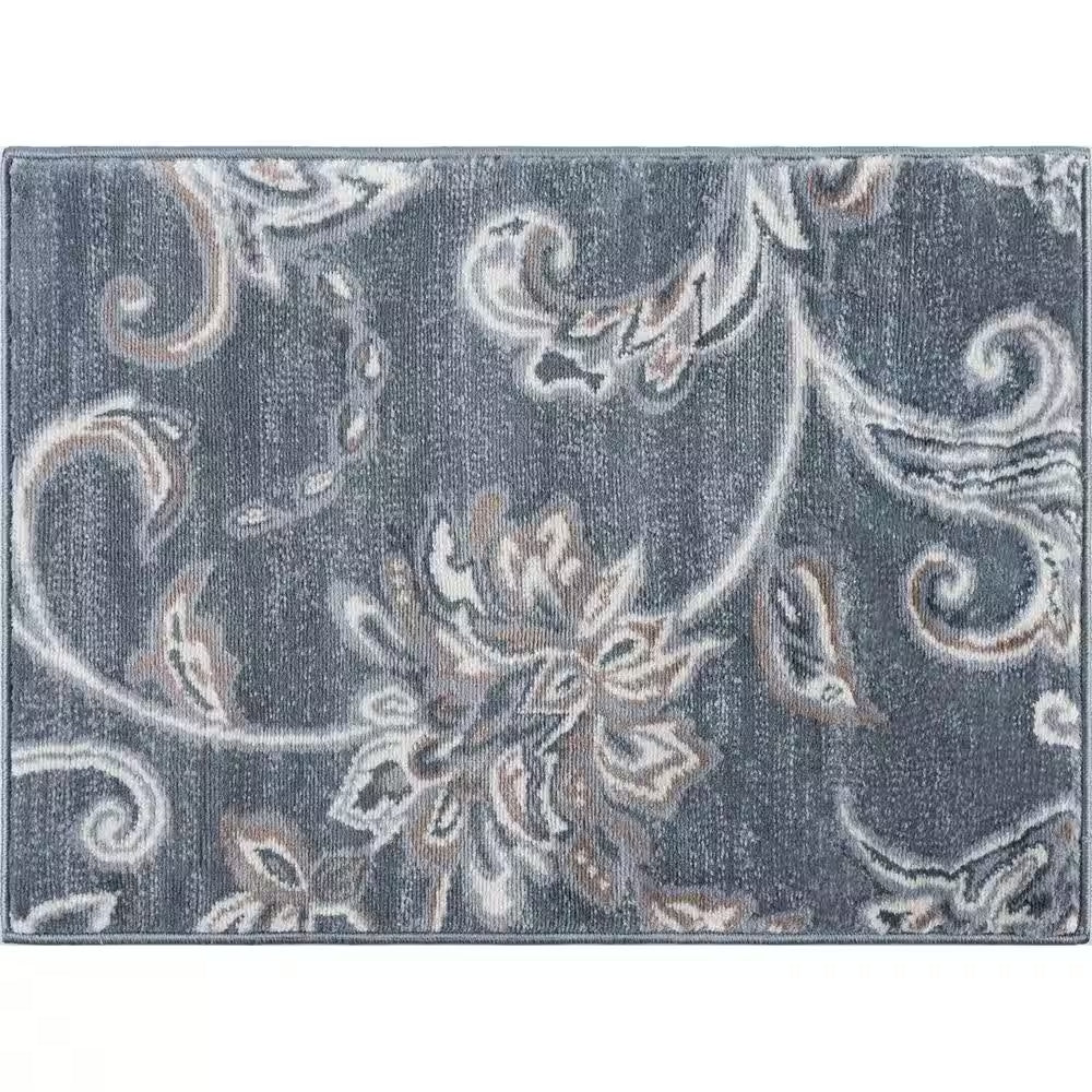 Madison Floral Gray 6 Ft. round Indoor Area Rug