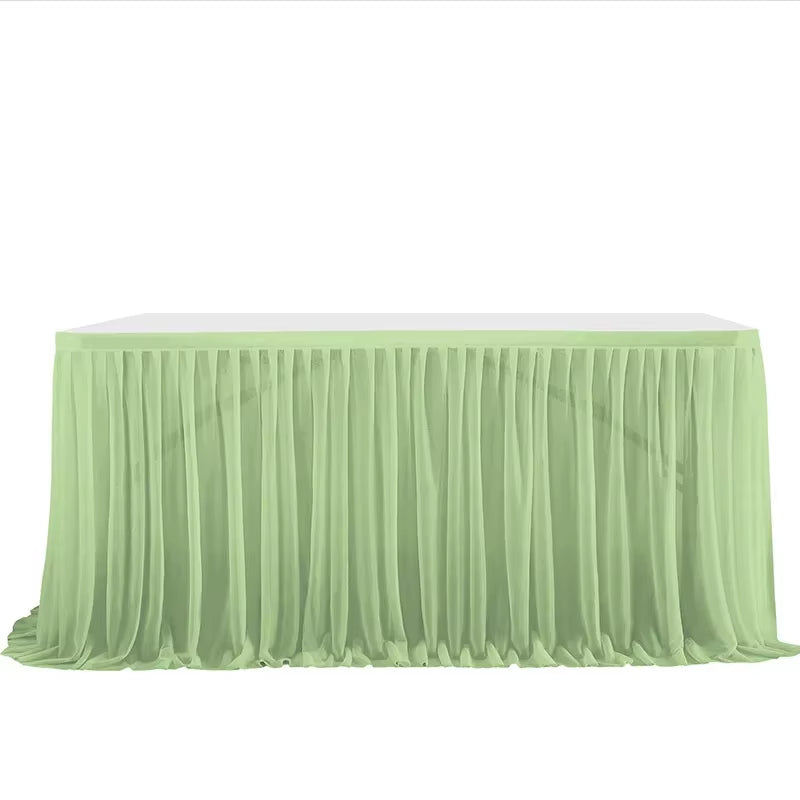 6/9FT Party Table Skirt Birthday Pleated Dessert Tablecloth Cover Wedding Festive Table Skirting Baby Shower Home Table Decor