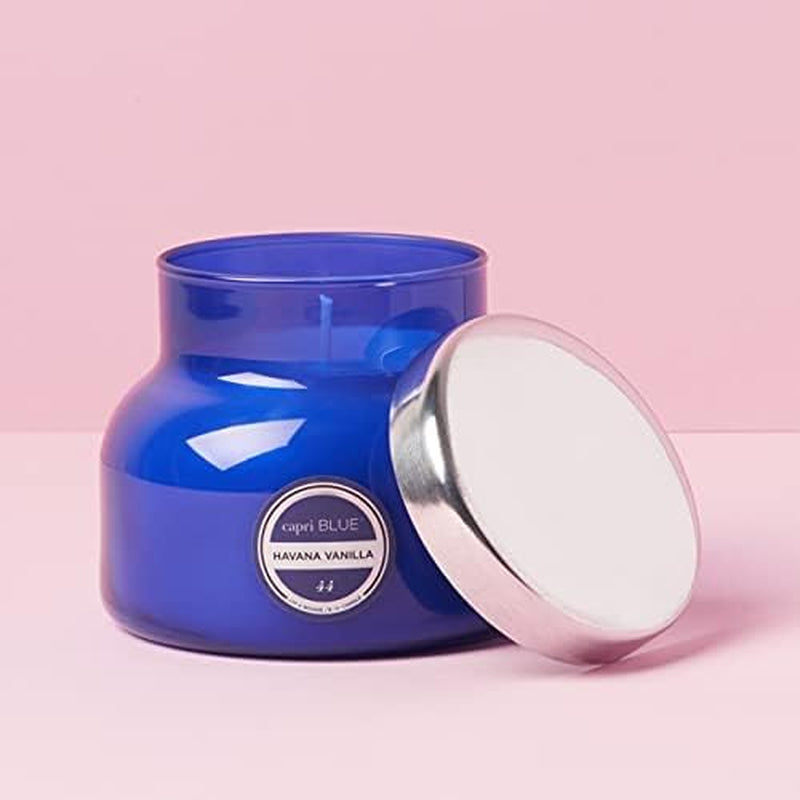 Signature Jar Candles - Long Lasting Soy Wax Blend - Luxury Tropical Scented Candles - Comes in Blue Decorative Glass Jar (Havana Vanilla, 8 Oz)