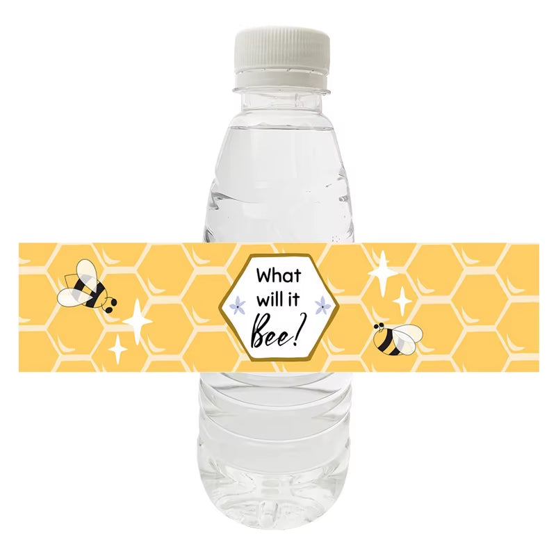 10Pcs Happy Bee Day Bottle Labels Stickers Happy Birthday Honey Bee Party Baby Shower Decorations Kids Toy Water Labers