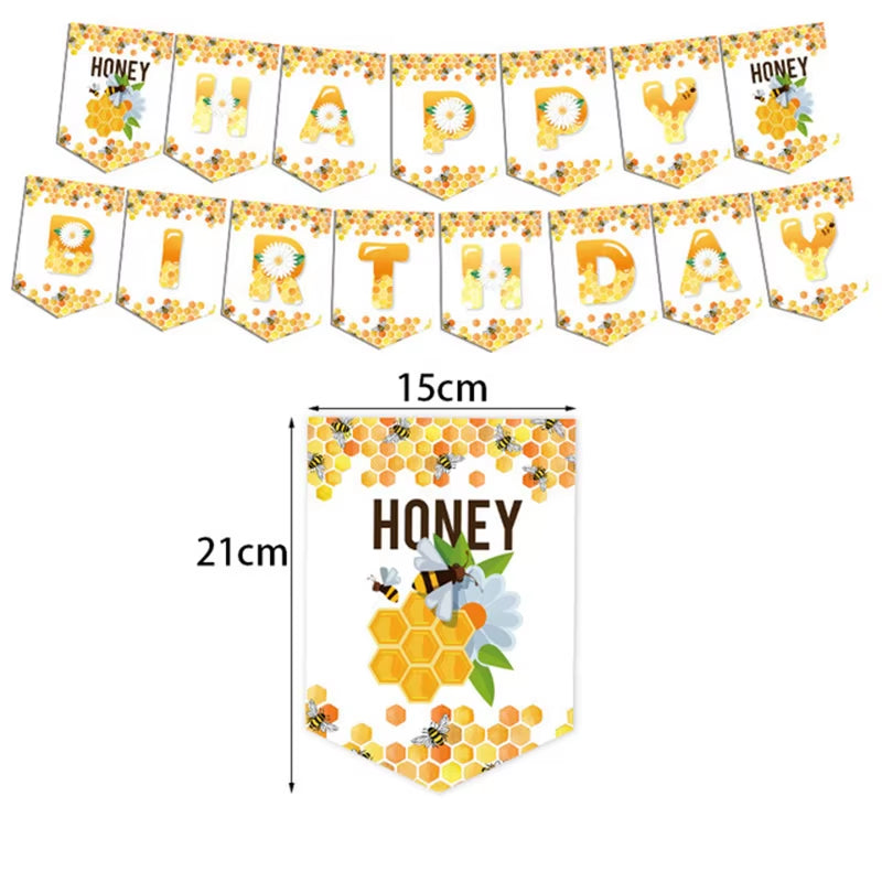 Bumble Bee Theme Party DIY Supplies Kids Birthday Party Decoration Latex Balloon Garland Disposable Tableware Set Baby Shower Su