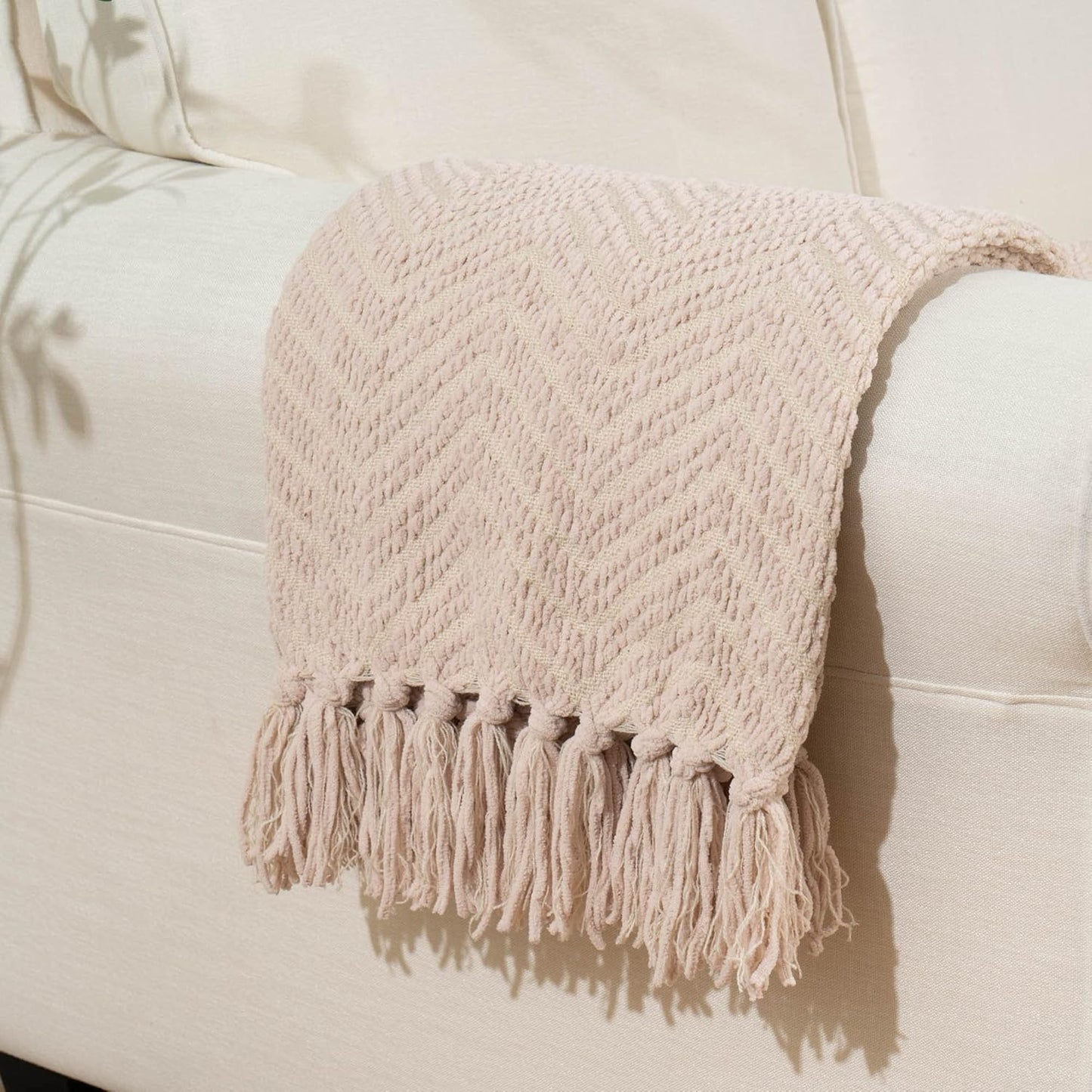 Beige Throw Blanket for Couch, Knitted Beige Blanket for Bed, Neutral Throw Blanket Tan Throw Blanket for Room Decor Housewarming Gifts, 50" X 60"