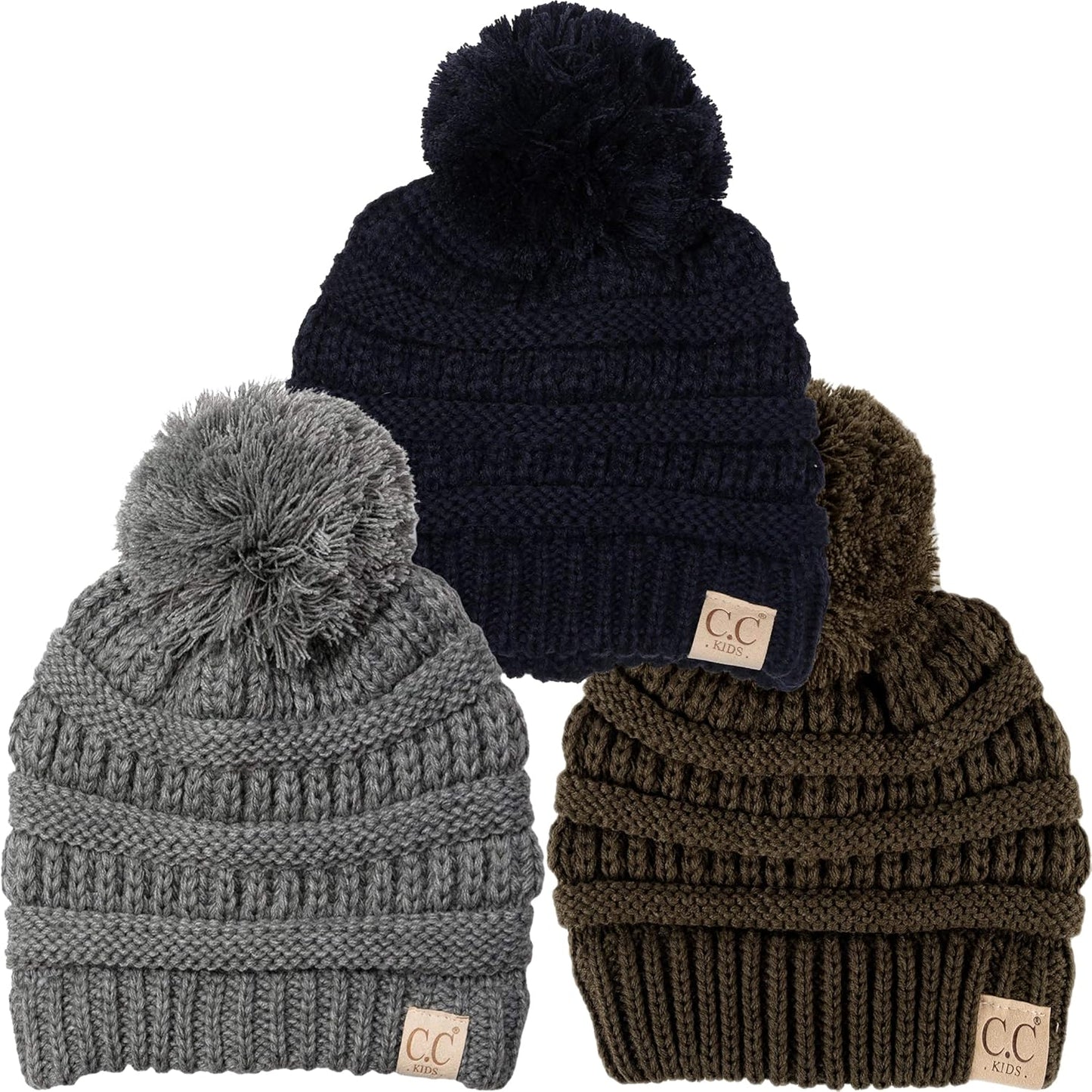 Cozy Toddler Cable Knit Pom Beanie - Warm Winter Hat for Kids