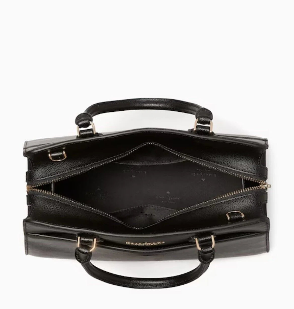 Kate Spade Madison Medium Top Zip Satchel Crossbody Black Saffiano Leather