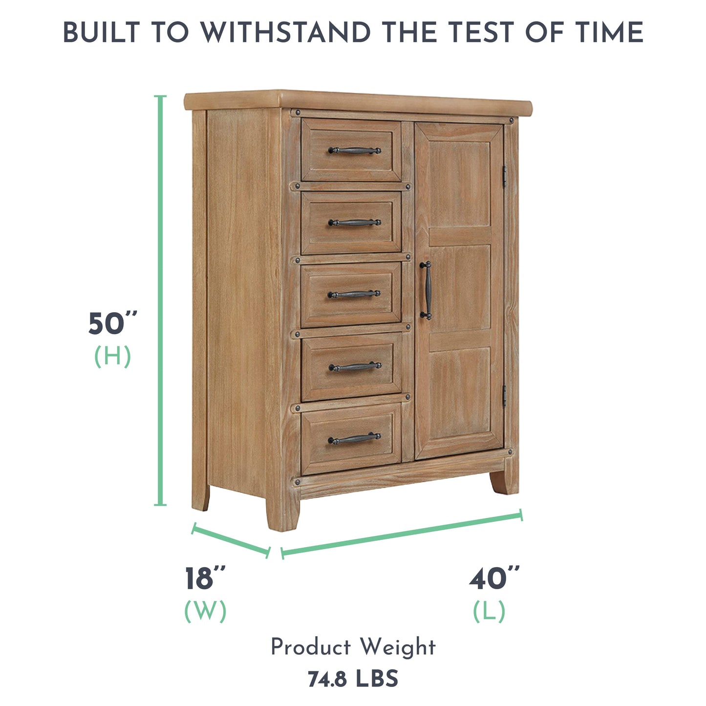 Andorra Chifferobe, Designed for Storage, Solid and Sturdy Build, Barnwood