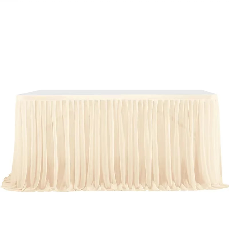 6/9FT Party Table Skirt Birthday Pleated Dessert Tablecloth Cover Wedding Festive Table Skirting Baby Shower Home Table Decor
