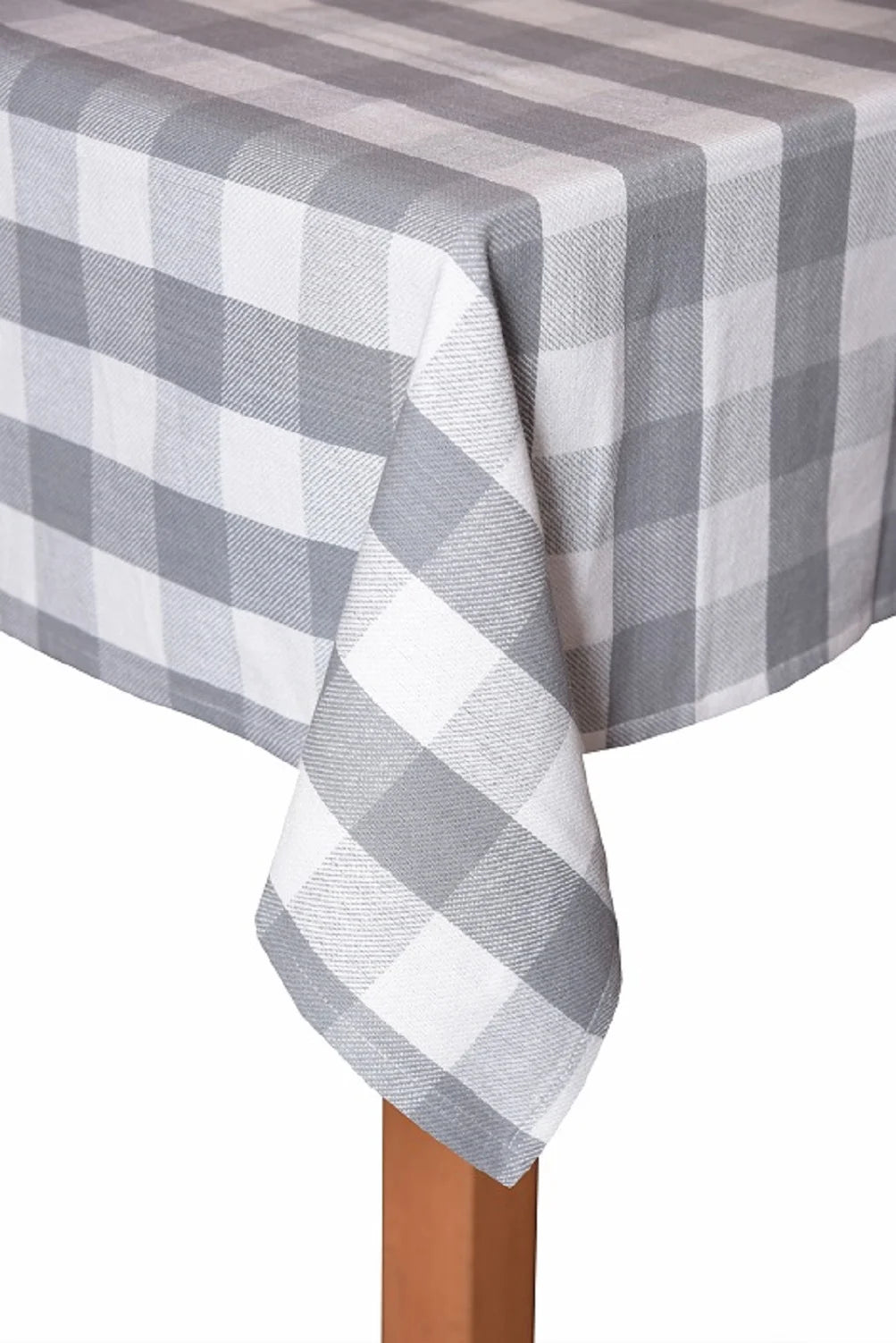 Farm Check Grey 100% Cotton Tablecloth 52"X70"
