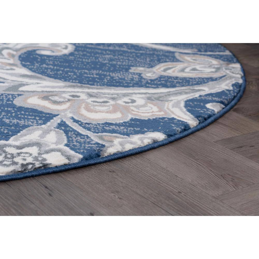 Madison Floral Navy 5 Ft. X 8Ft. Oval Indoor Area Rug