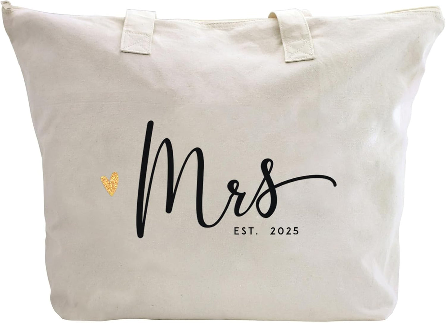 Mrs. Bag 2025 Future Mrs Bride Gifts for Wedding Engagement Bachelorette Party Honeymoon Bridal Shower Gifts for Bride to Be Tote Canvas Cotton Beach Shoulder Bag with Zipper and Pocket
