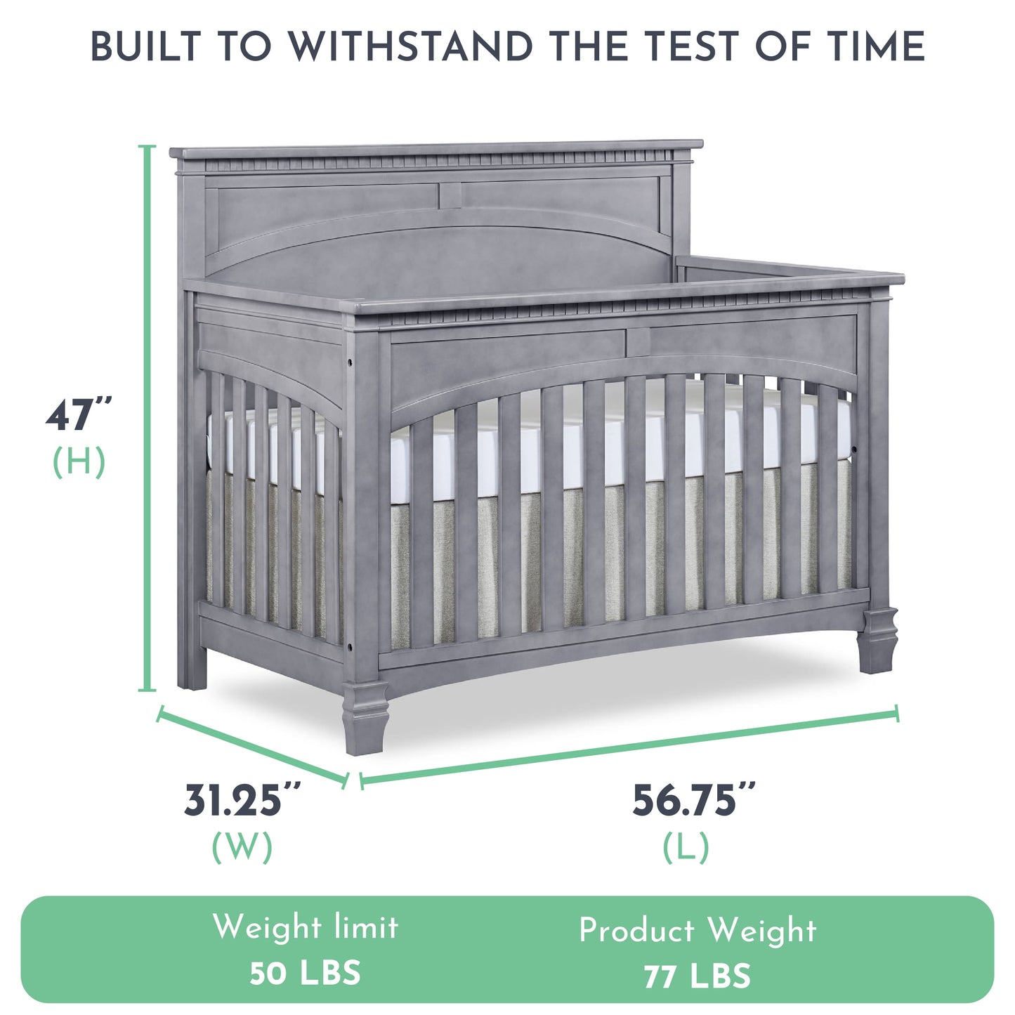 Santa Fe 5-In-1 Convertible Crib, Storm Grey