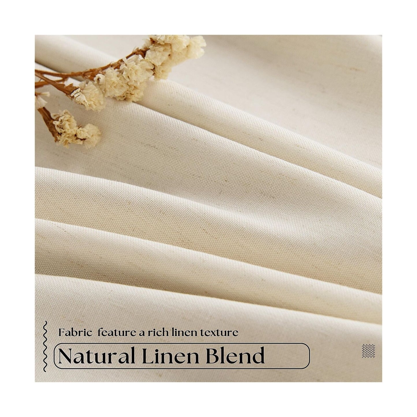 Pleated Linen Blackout 120 Inch Curtains for Living Room Dining 2 Panels Set ...