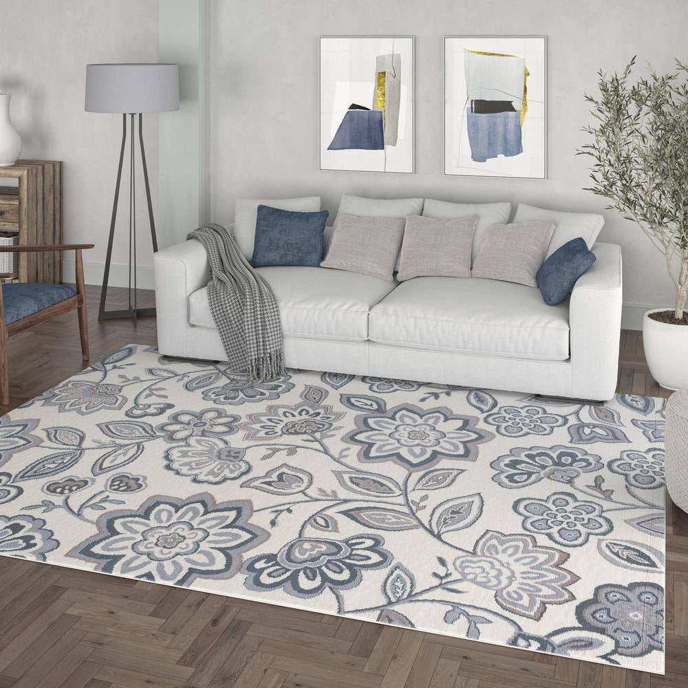 Madison Floral Cream 5 Ft. X 7 Ft. Indoor Area Rug
