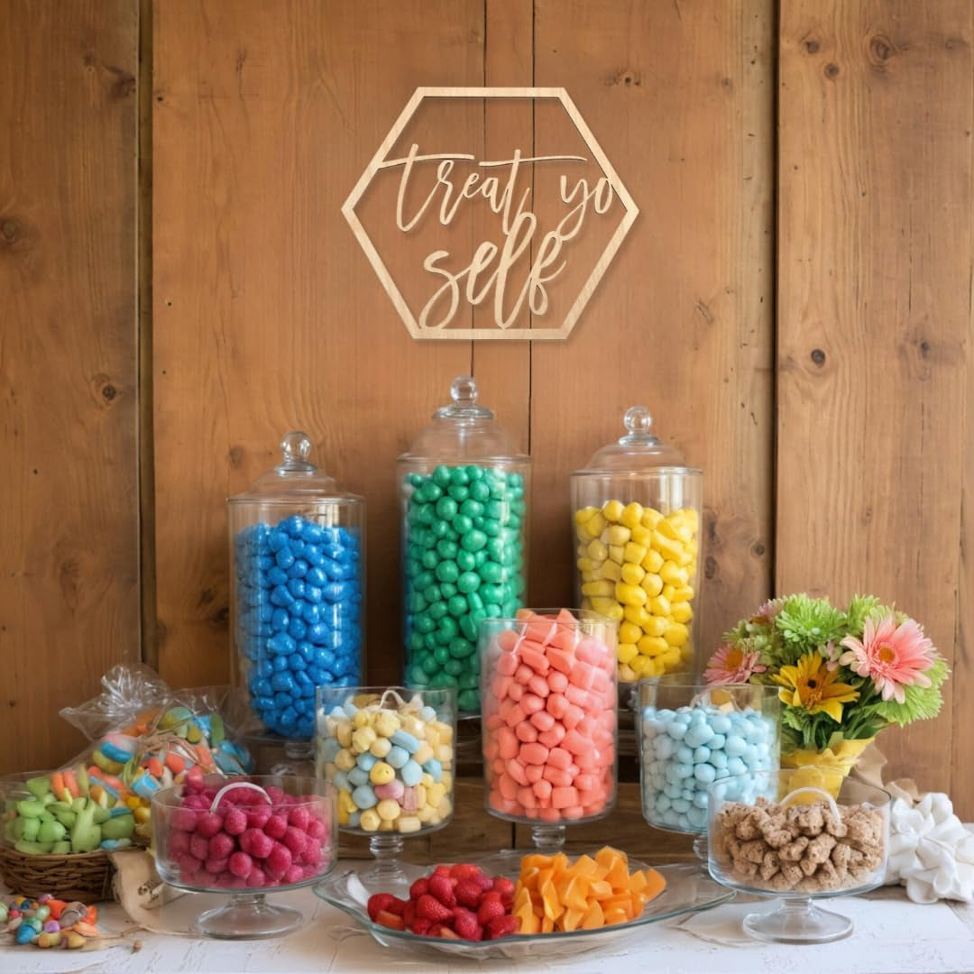 Wood Treat Yo Self Sign, Wedding Display, Party Banner, Event Decorations for Wedding Engagement Bridal Shower Baby Shower Birthday Party (Treat Yo Self)