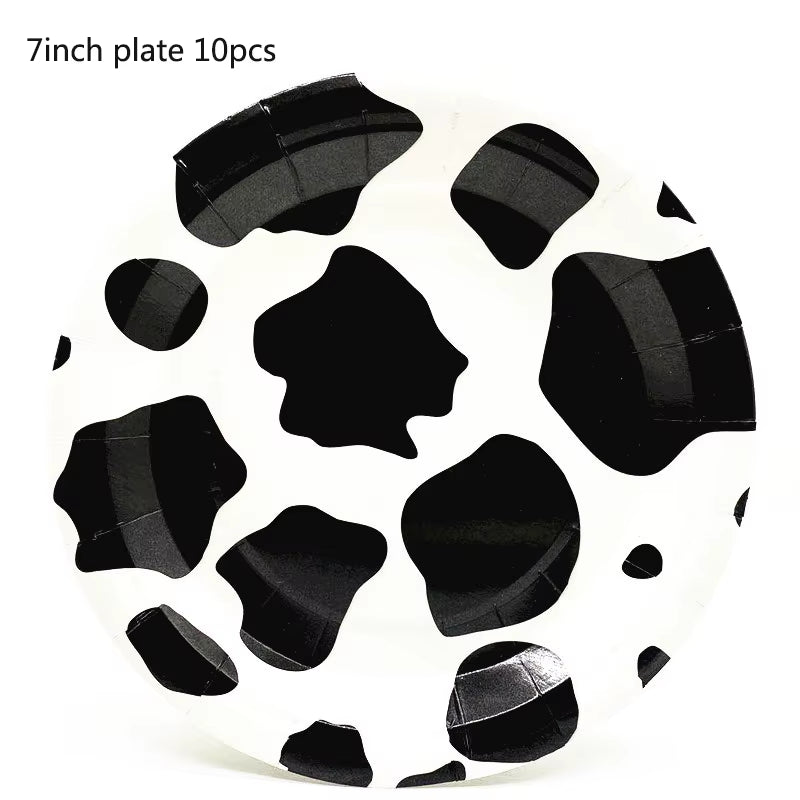 Farm Cow Theme Birthday Party Animal Party Cow Decoration Disposable Cups Plates Flags Tablecloth Baby Shower Balloon Decoration