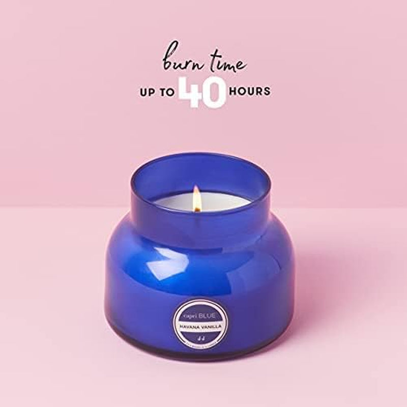 Signature Jar Candles - Long Lasting Soy Wax Blend - Luxury Tropical Scented Candles - Comes in Blue Decorative Glass Jar (Havana Vanilla, 8 Oz)
