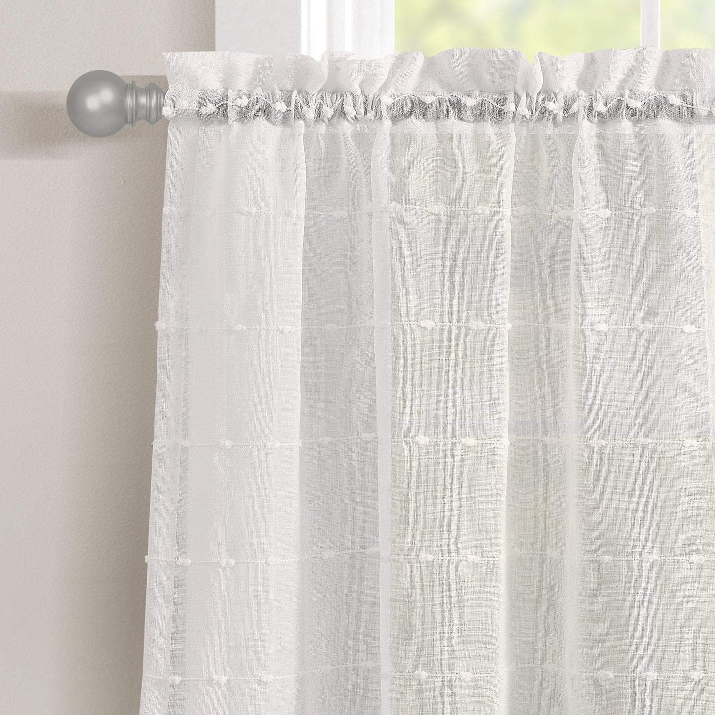 Farmhouse Textured Sheer Kitchen Tiers - Beige - 29 X 24