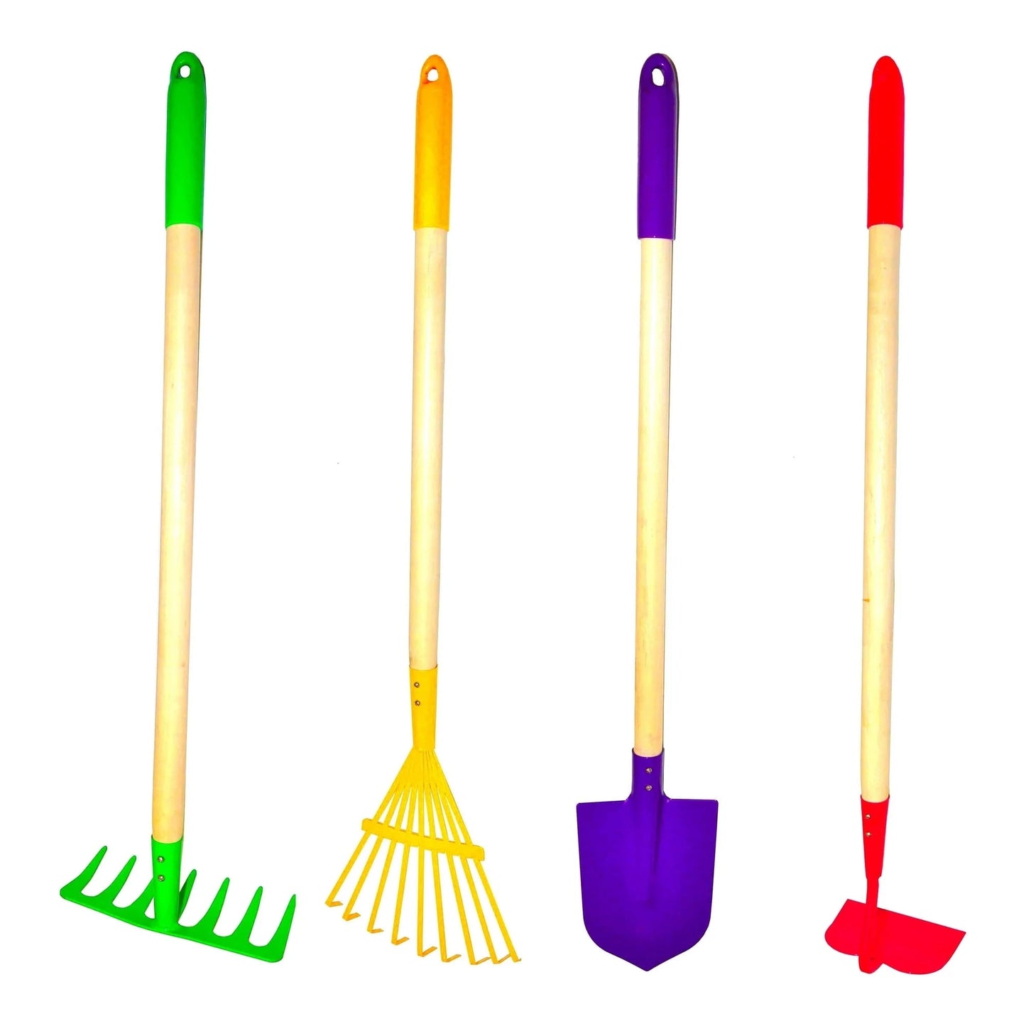 Justforkids New Kids Garden Tool Set Toy, Rake, Spade, Hoe & Leaf Rake , 4-Piece