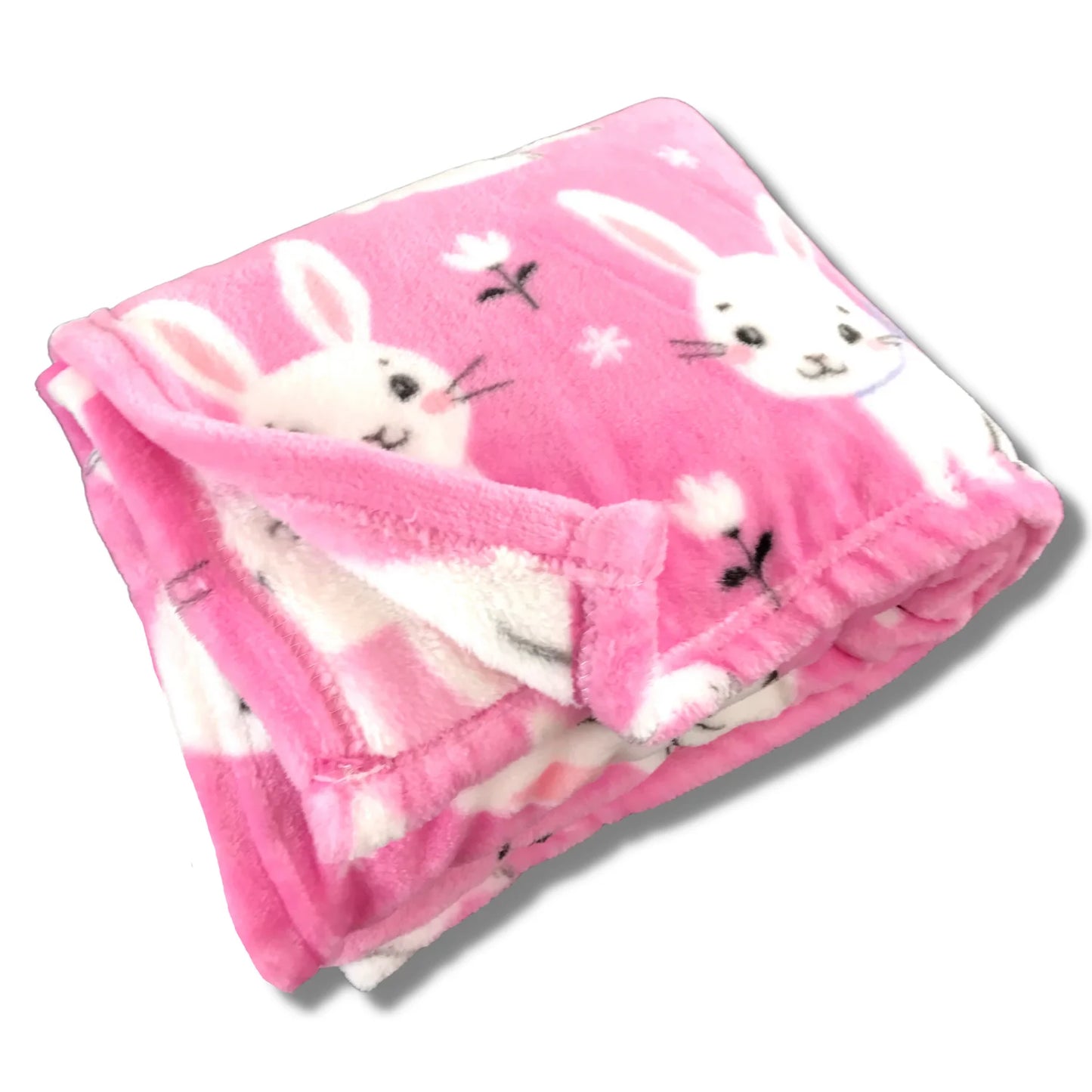 Spring Throw Blanket, Soft Cozy Velvet Fleece, Pink Blue White, 50" X 60" Inch