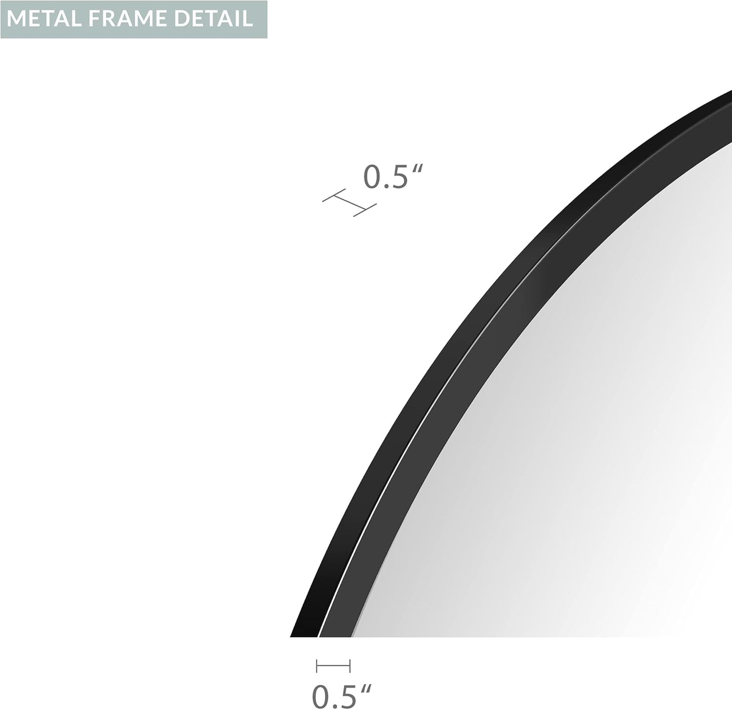 round Metal Mirror, Bathroom Vanity Wall Mirrors, Circle Mirror for Desk, Metal Framed Bedroom Mirror (24"/Black)
