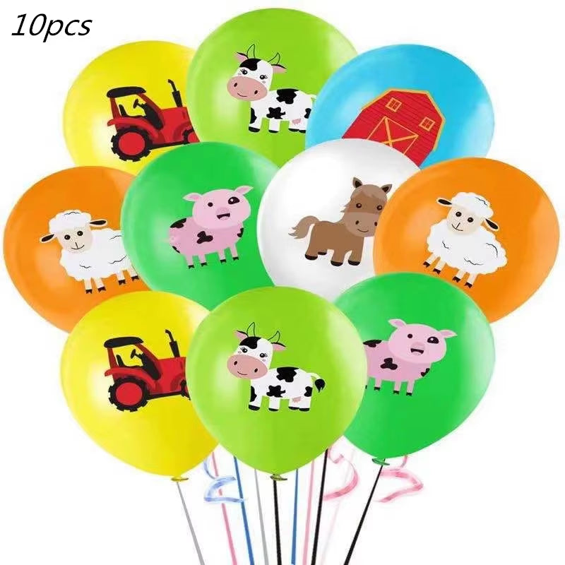 Farm Animals Theme Birthday Party Decoration Kids Paper Napkins Plates Cups Bags Disposable Party Tableware Decorative Plates