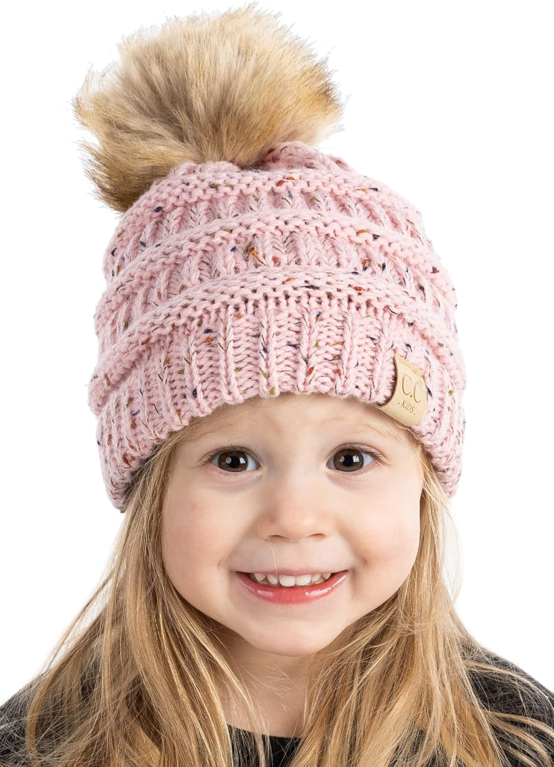 Cozy Toddler Cable Knit Pom Beanie - Warm Winter Hat for Kids