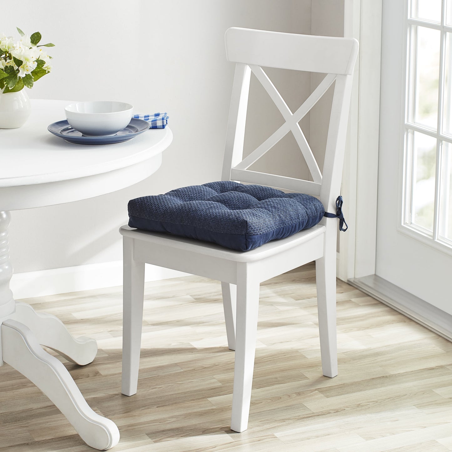Shredded Memory Foam Chair Cushion, 16" X 14.5", Washed Indigo, Single