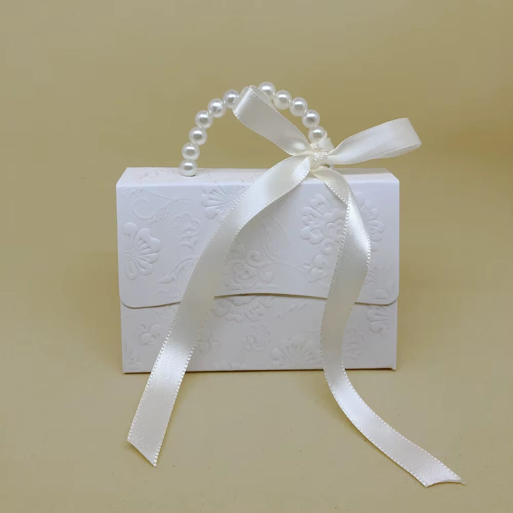 10Pcs Portable Wedding Party Favor Boxes Chocolate Treat Candy Boxes with Ribbons for Wedding Bridal Shower Baby Shower Birthday