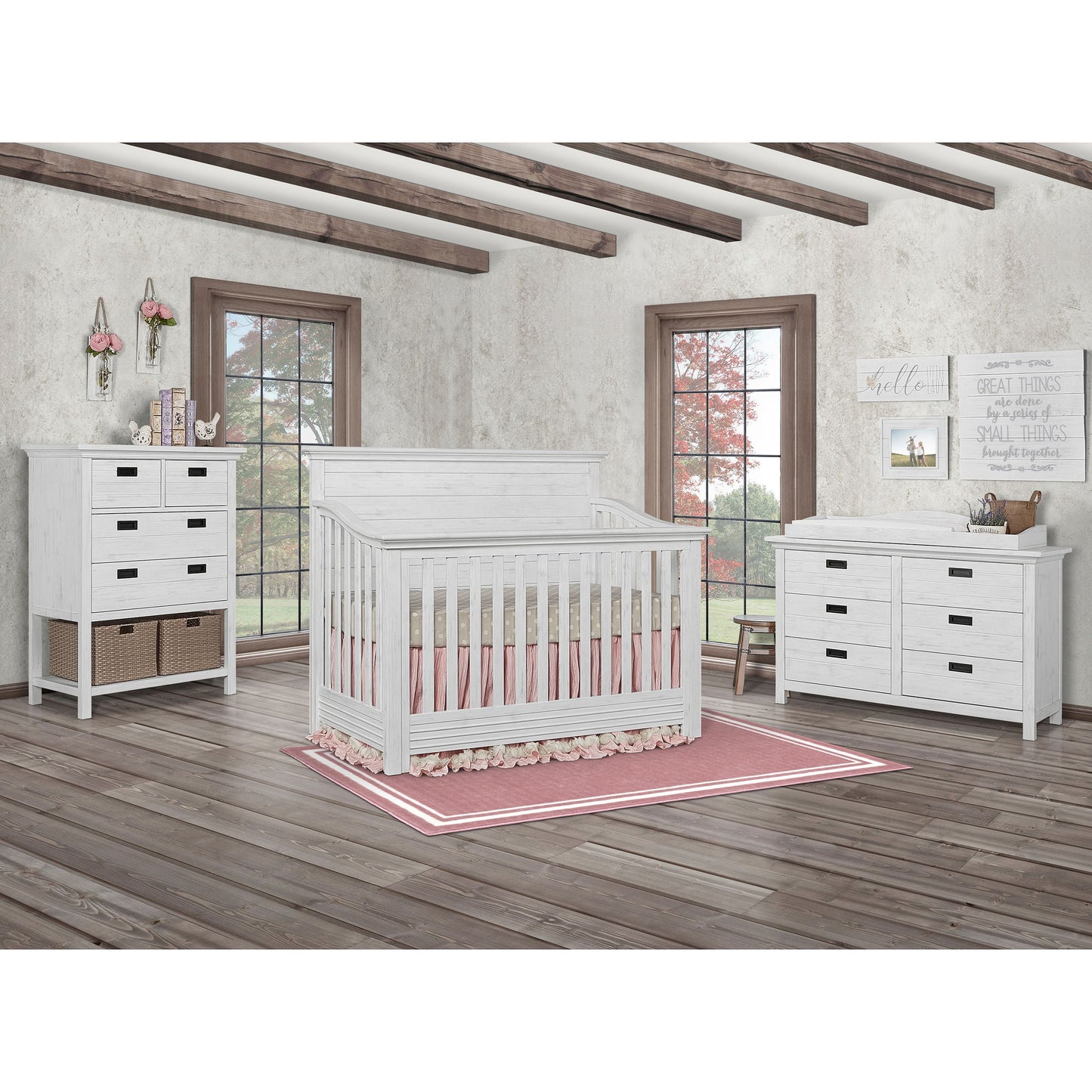 Waverly 5-In-1 Full Panel Convertible Crib, Weathered White