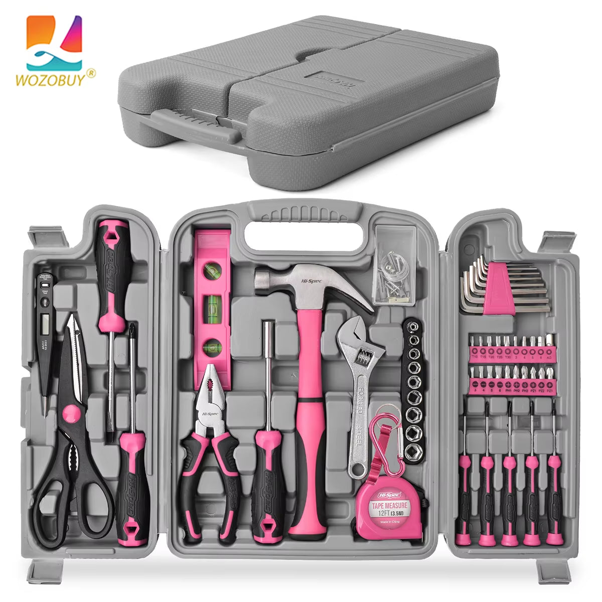 67/71/56/35Pcs Automotive Maintenance Tools -Household Repair Tool Kit Multi-Purpose Pink Hand Tool Set with Storage Box