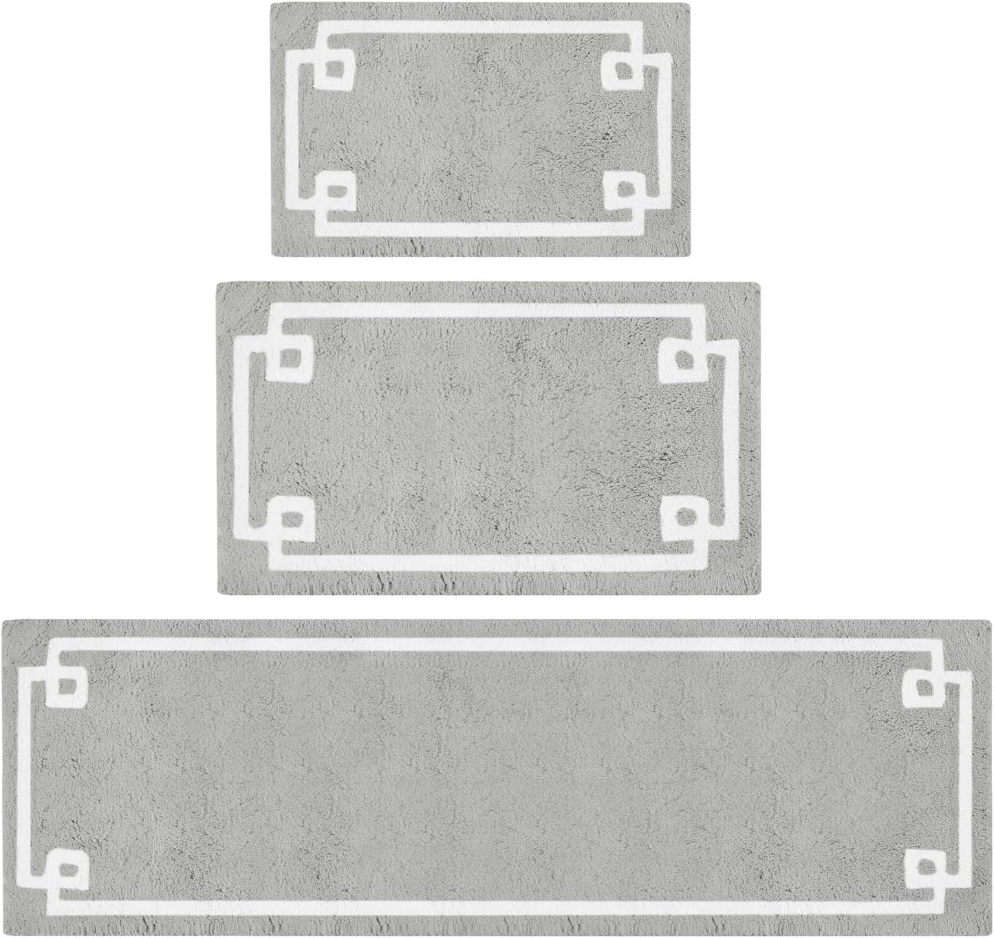 Evan 100% Cotton Bathroom Rug Non Slip Backing-Luxrurious Tufted Plush Bath Mat Absorbent, Quick Dry, Spa Design Shower Room Décor, 24X72, Grey