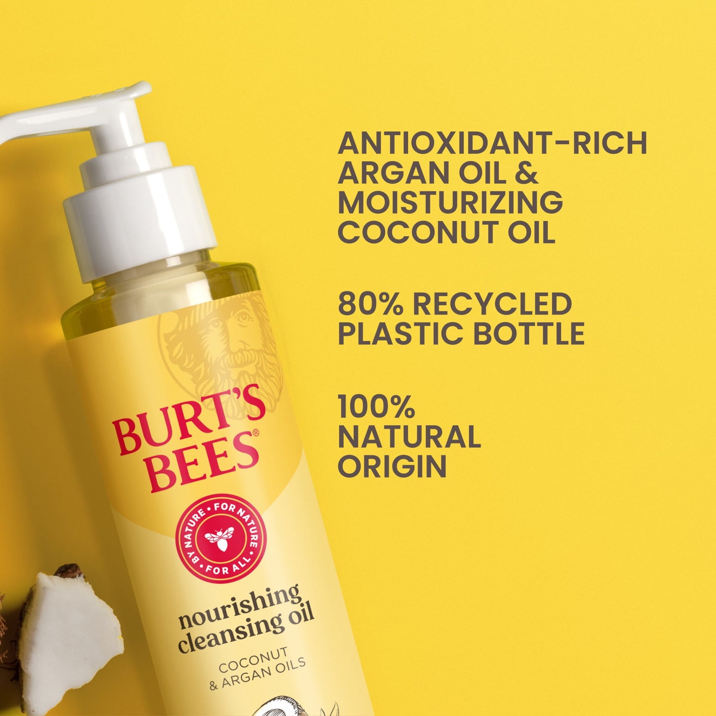 Burts Bees Nourishing Cleansing Oil with Coconut and Argan Oils, 6 Fluid Ounces