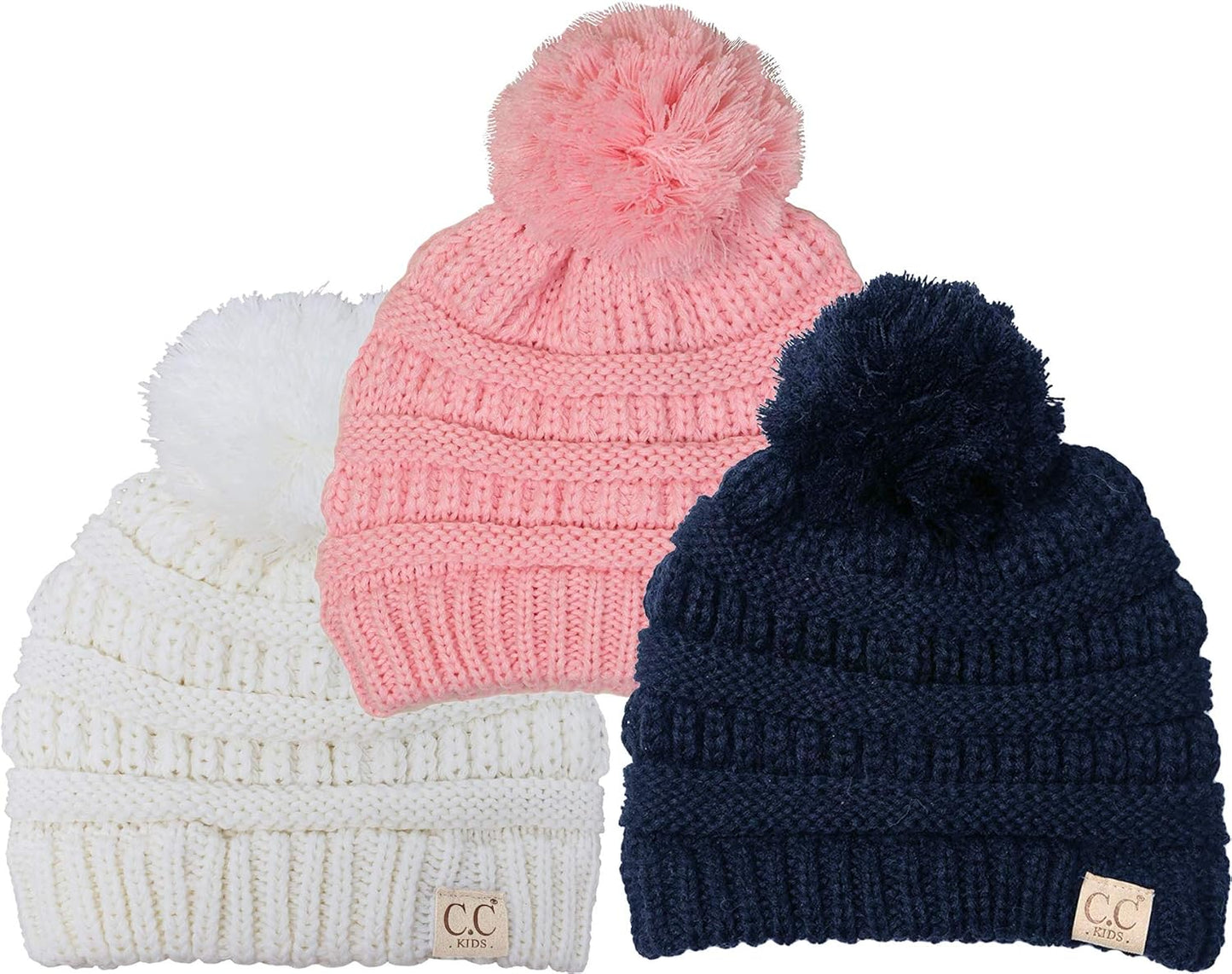 Cozy Toddler Cable Knit Pom Beanie - Warm Winter Hat for Kids