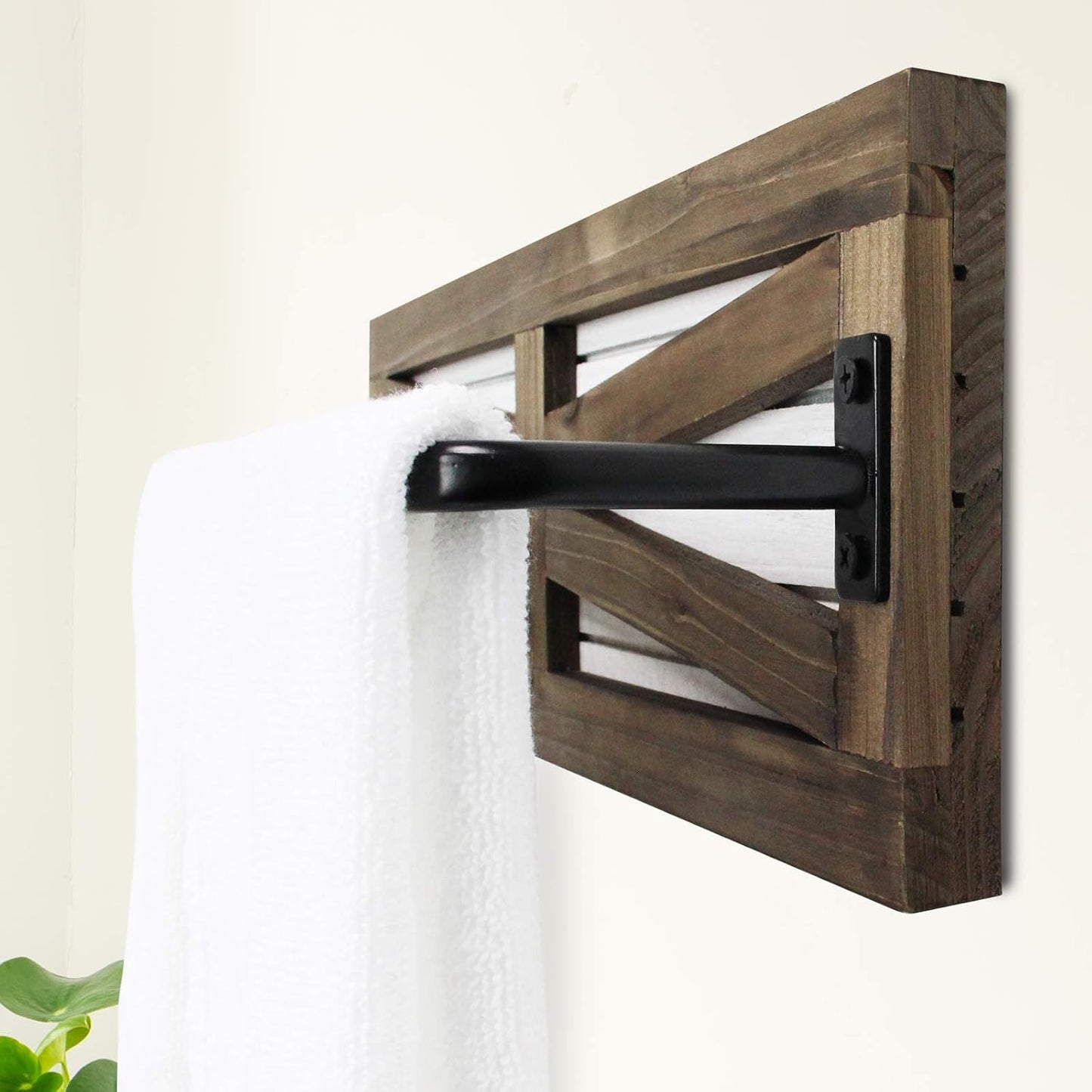 2PCS Rustic Towel Rack for Bathroom Wall Mounted, Wall Mounted Wood Hanging Bathroom Towel Holder and Organizer for Kitchen Storage Organizer Rack, Bathroom Towels, Robes, Clothing (Brown)