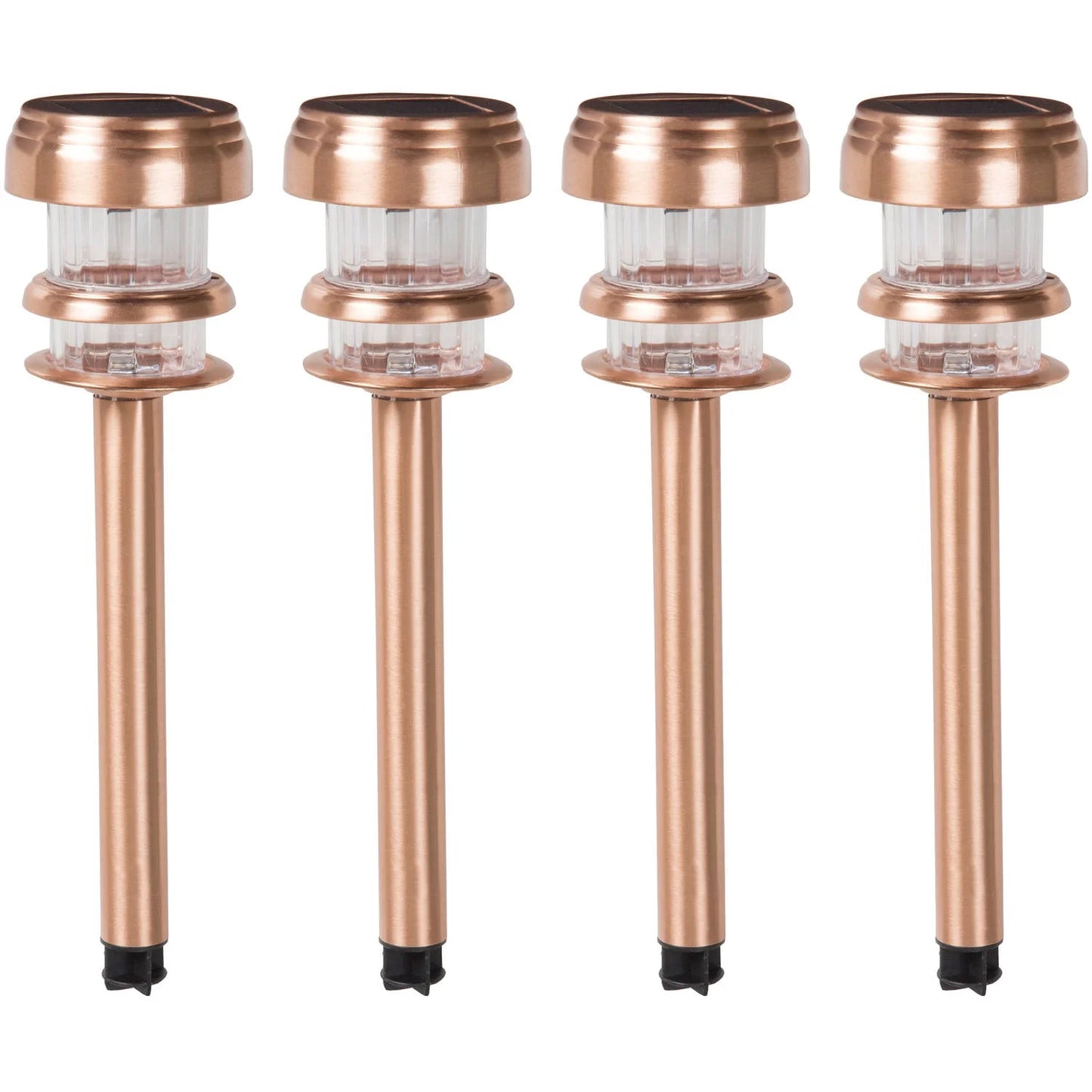 Solar Powered Lights (Set of 4)- LED Outdoor Stake Spotlight Fixture for Gardens, Pathways, and Patios by -Copper