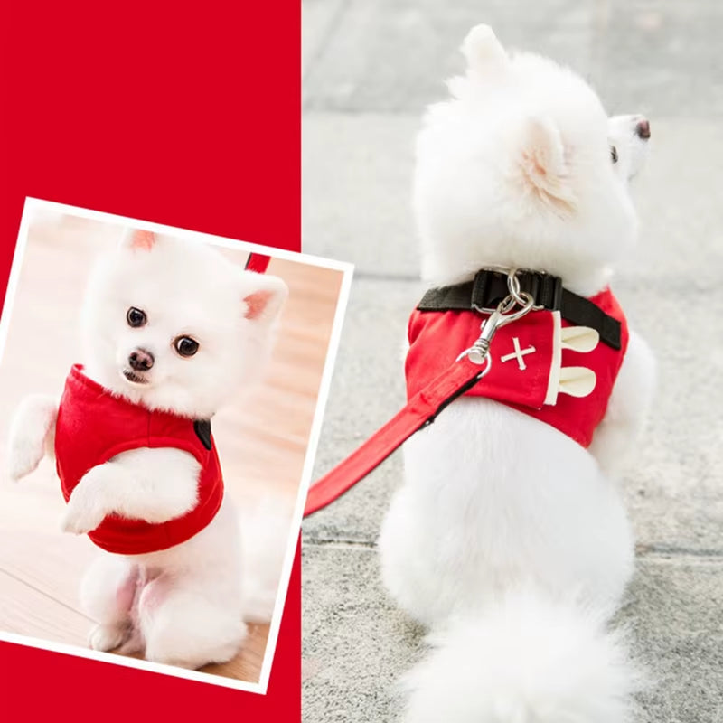 Cute Pet Dog Harness Leash Set Pet Chest Strap Breathable Dog Leash Walking Rope for Small Dogs Pomeranian Pet Vest Harness Rope
