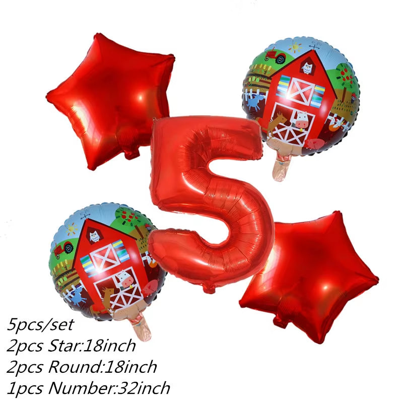 Baby Shower Farm Animals Theme Party Favors Decorations with Balloon Cartoon Disposable Tableware Sets Birthday Party Supplies