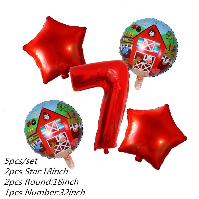 Baby Shower Farm Animals Theme Party Favors Decorations with Balloon Cartoon Disposable Tableware Sets Birthday Party Supplies