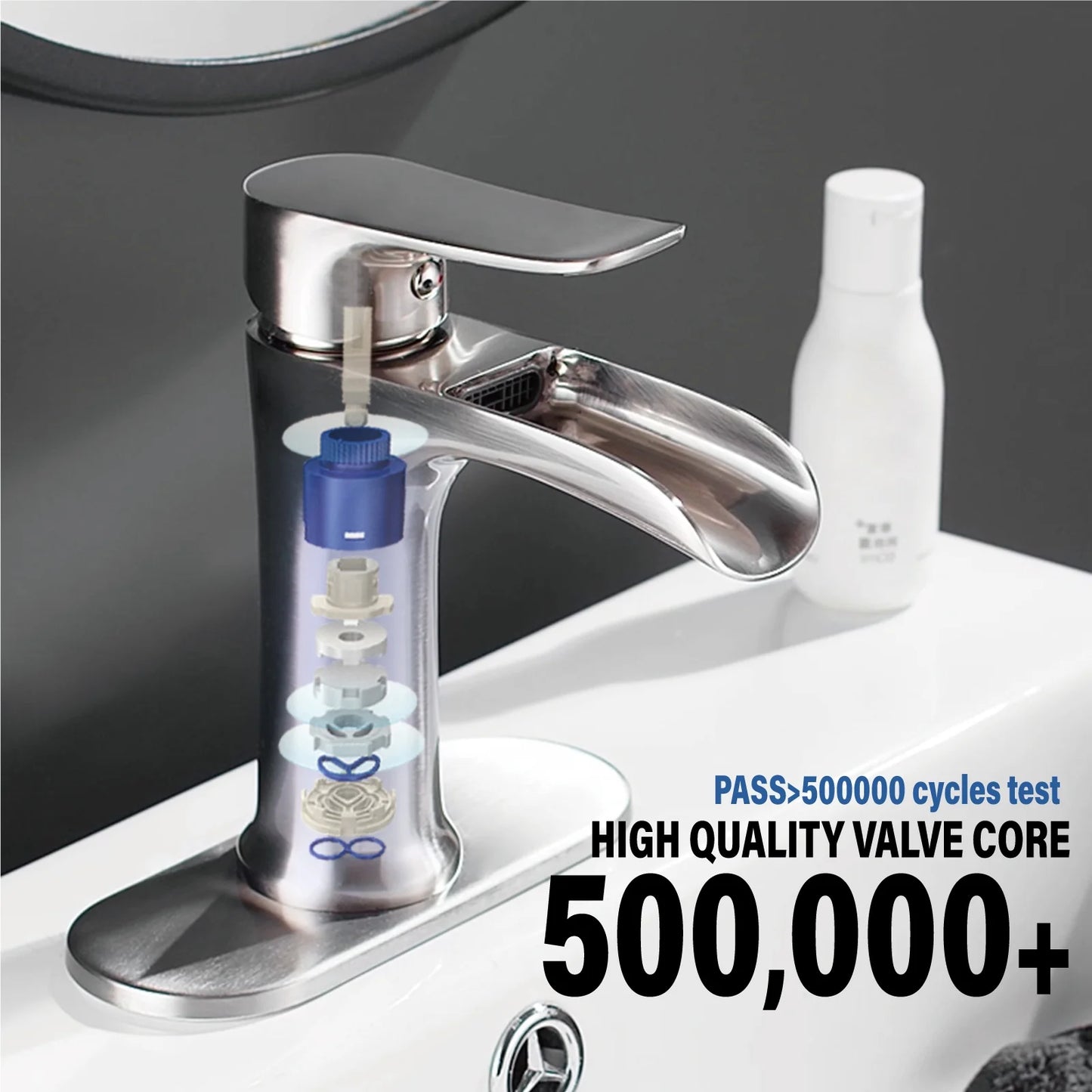 Brushed Nickel Bathroom Faucet,Bathroom Sink Faucet,Waterfall Bathroom Faucet