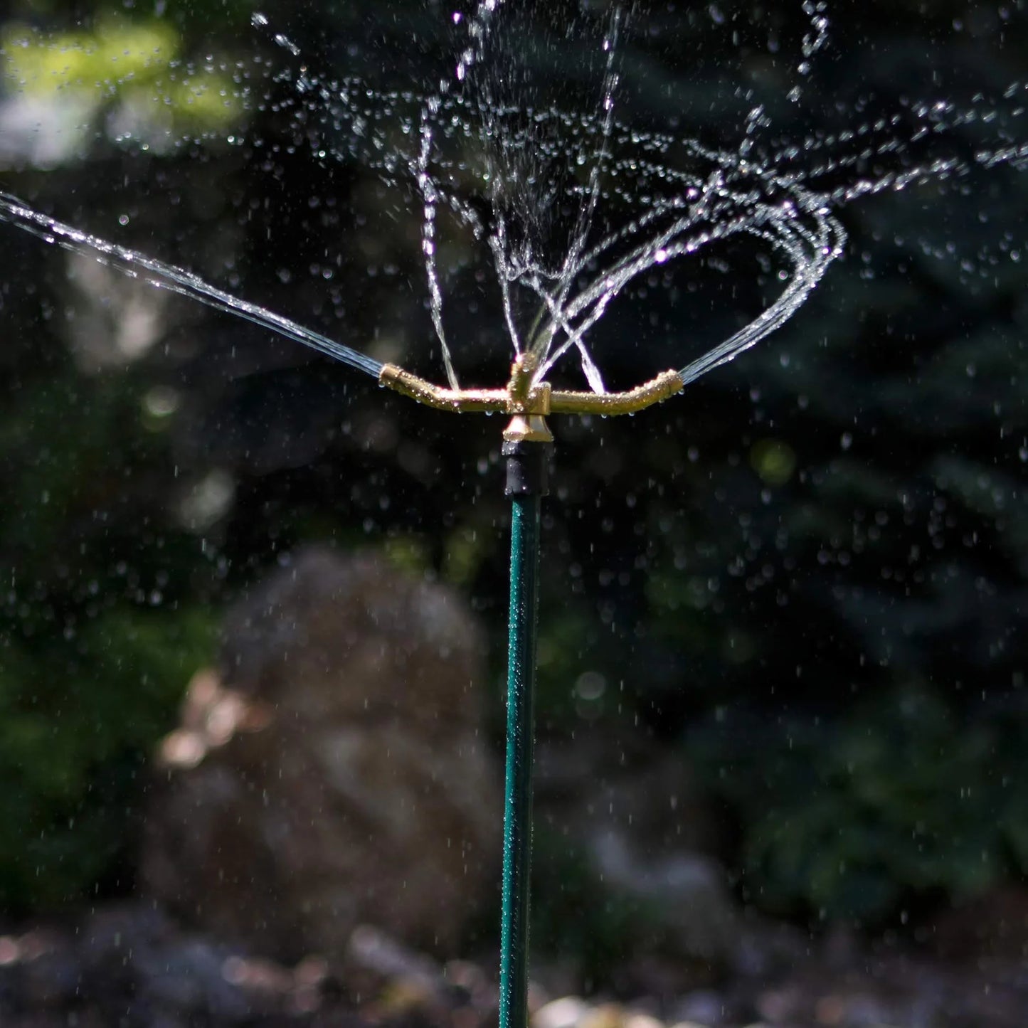 Irrigation 3-Arm Rotating Sprinkler on Telescoping Step Spike