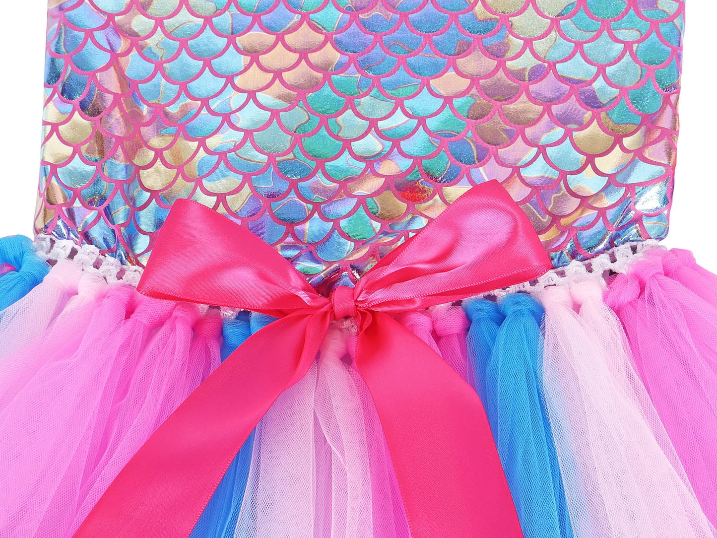 Little Girls Sequin Ariel Mermaid Princess Cosplay Dress Birthday Party Halloween Cosplay Costumes with Hairband 6-7 Years