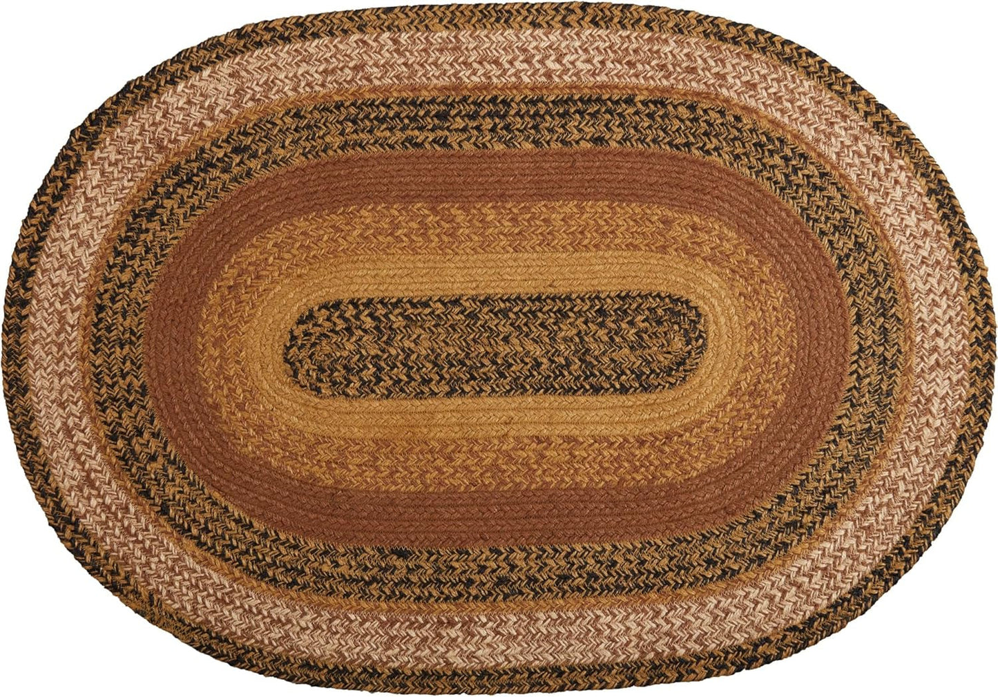 Kettle Grove Jute Oval Area Rug Primitive Country Style Detached Non Skid Pad 24X36