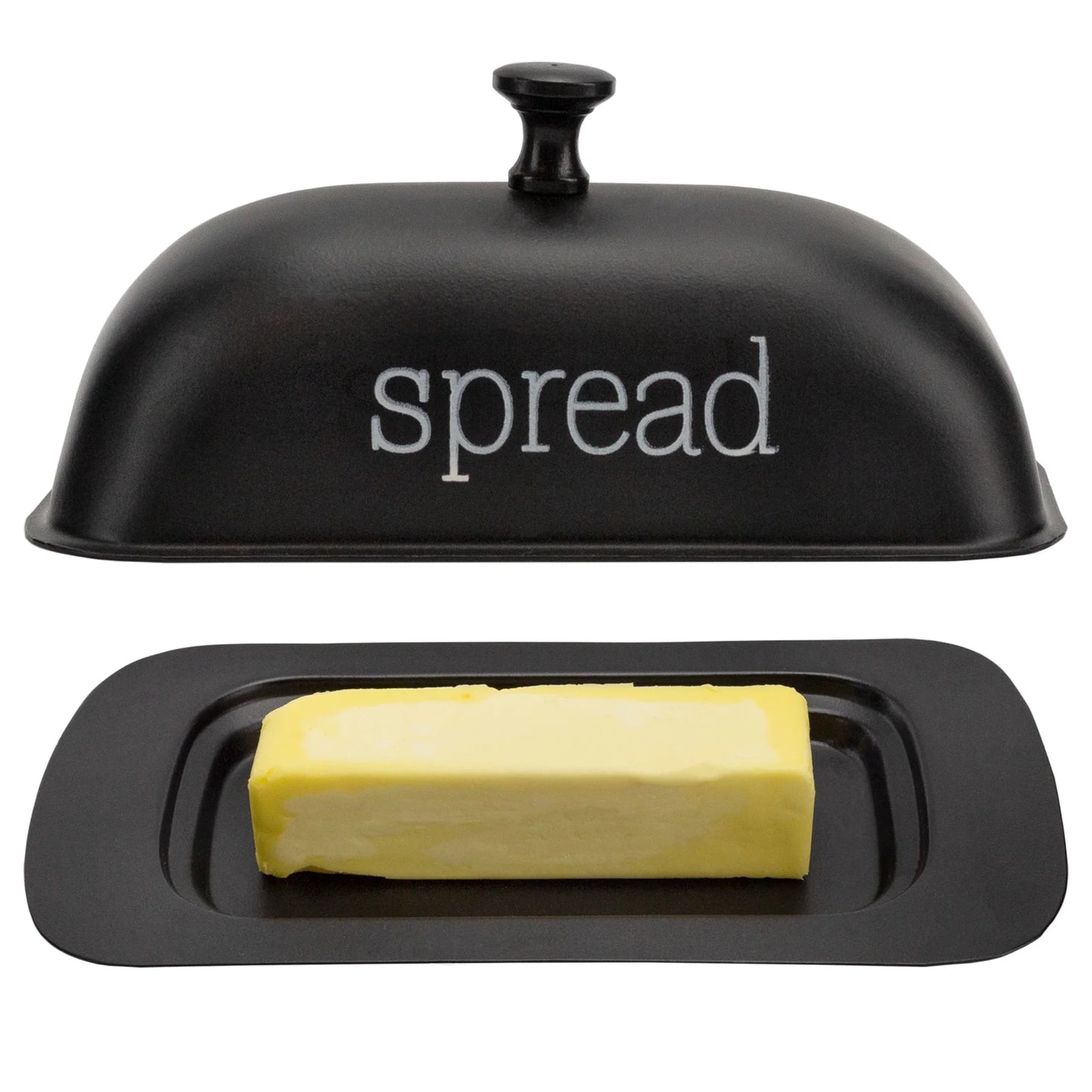 Large Enamelware Butter Dish (Black); Modern Farmhouse Enamel Butter Serving Dish W/ Lid