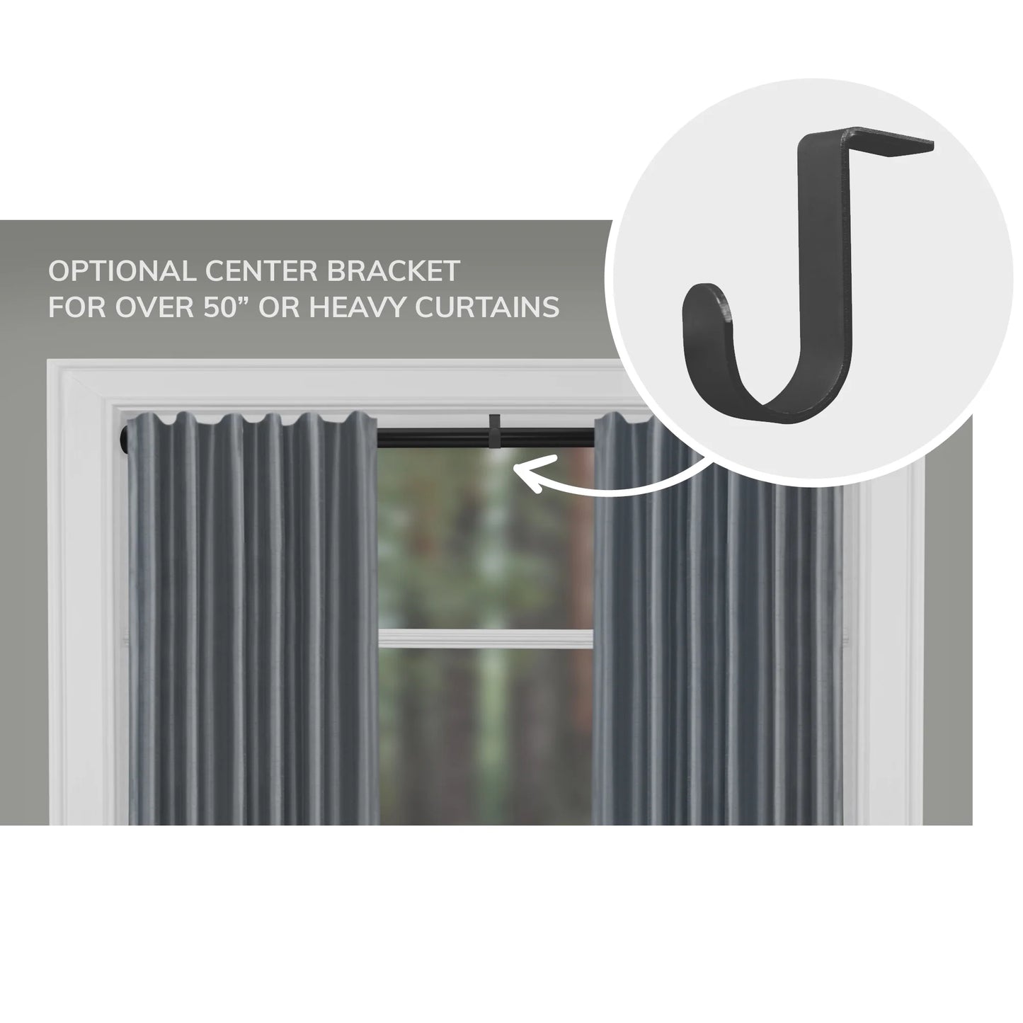 Adjustable Tension Window Curtain Rod, 46" - 84", with 1" Diameter, Black