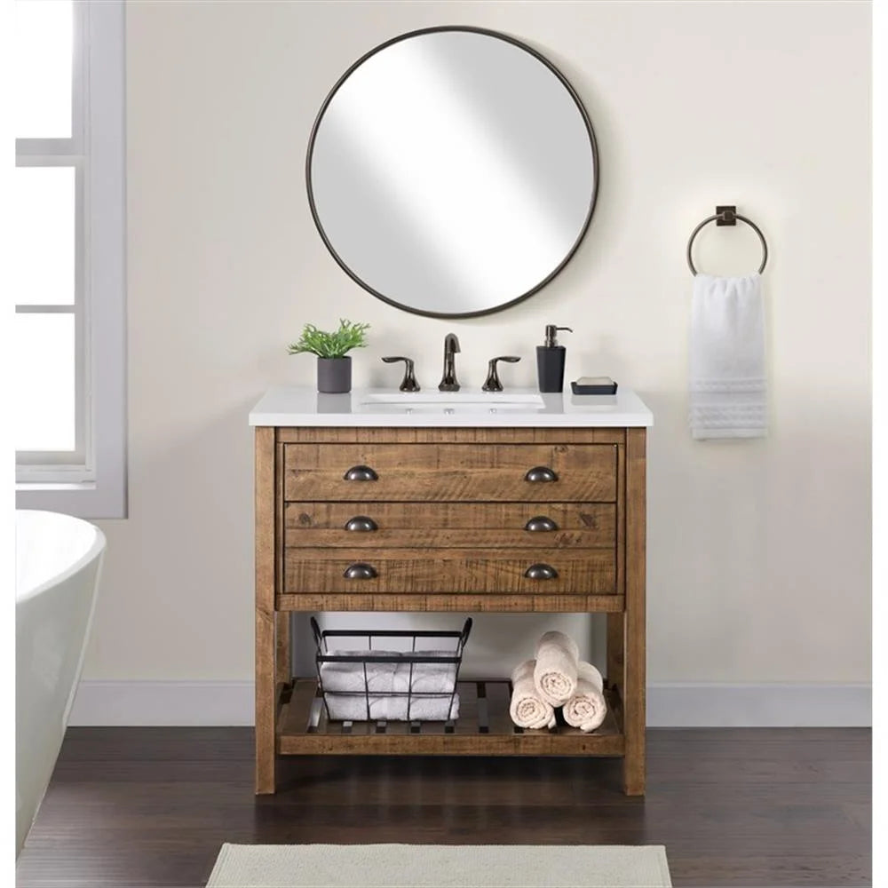 Monterey 37" Wood Single Bathroom Vanity Natural Brown