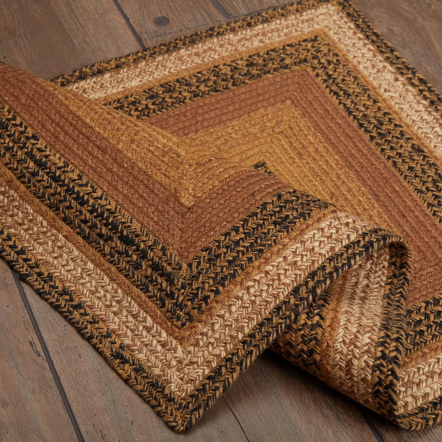 Kettle Grove Primitive Jute Black Striped Accent Rug Rectangle W/Floor Pad 24"X36"