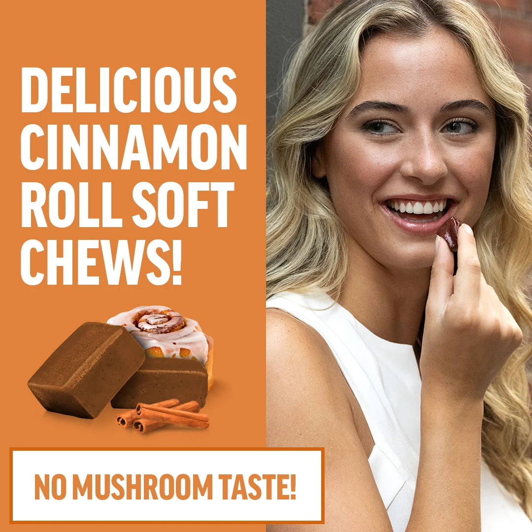 Modern Mushrooms Soft Chews, Mushroom Supplement Complex, Cinnamon Roll, 60 Chews by