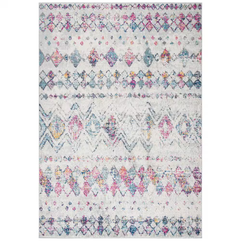 Madison Ivory/Fuchsia 5 Ft. X 8 Ft. Geometric Area Rug