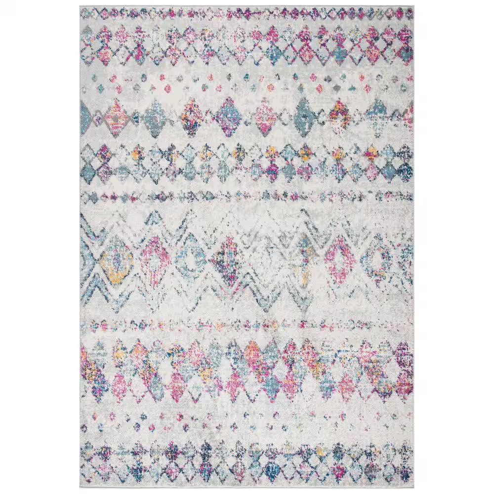 Madison Ivory/Fuchsia 5 Ft. X 8 Ft. Geometric Area Rug