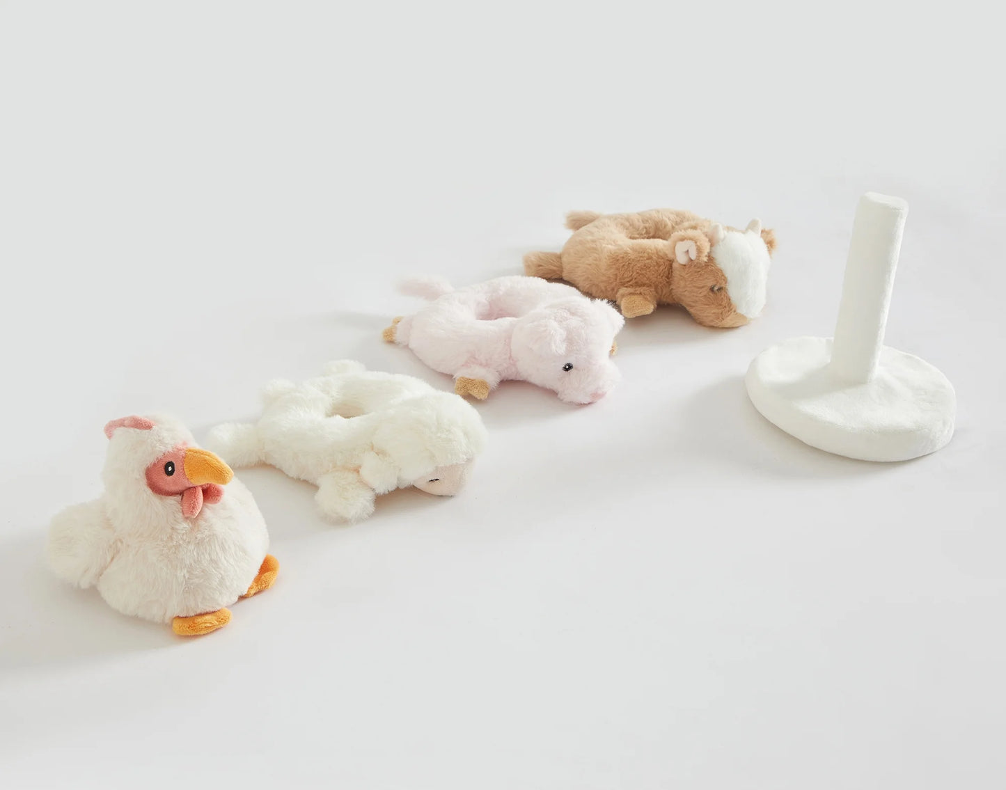5-PC Stackable Plush Baby Farm Animals Rattle Set